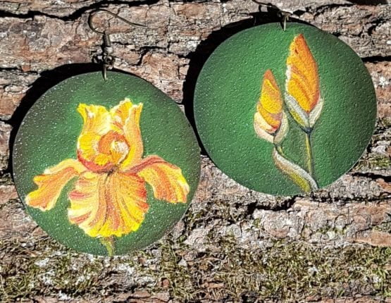 yellow iris earrings