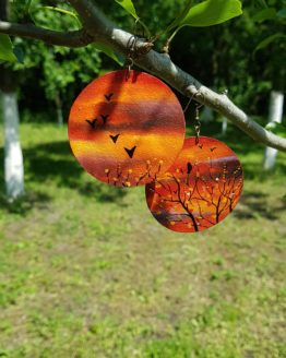 sunset with birds earrings