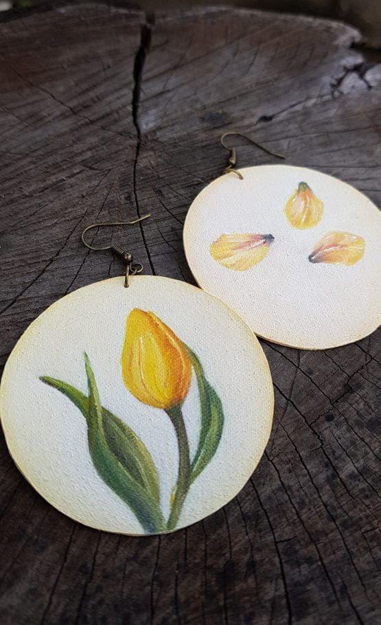 yellow tulip earrings