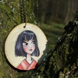 Red Lips Wooden Necklace