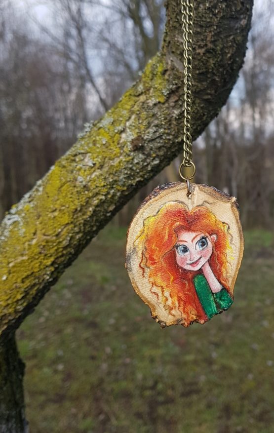 Disheveled Redhead Wooden Necklace