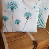 turquoise leafs and flowers 3 pieces cotton canvas pillow cover 2