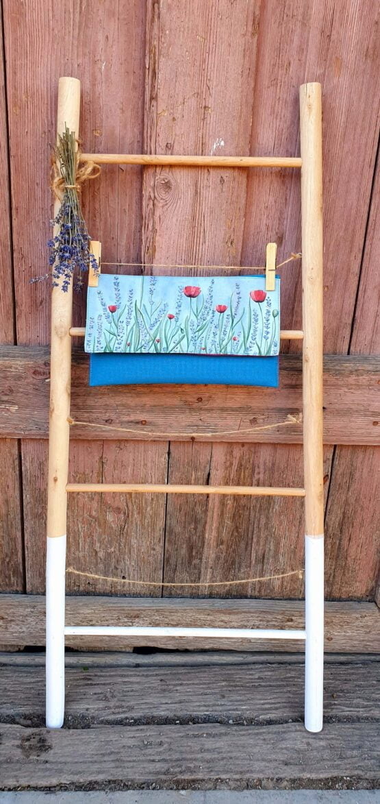 poppy and lavender hand painted letter bag