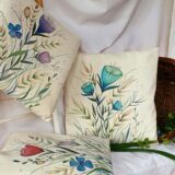 colorful flowers 3 pieces cotton canvas pillow cover 1