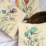 colorful flowers 3 pieces cotton canvas pillow cover 2