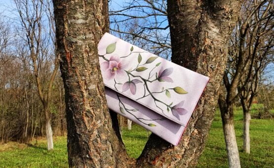 magnolia hand painted letter bag